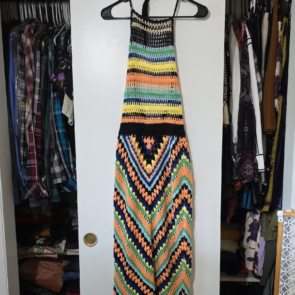 Crochet Knit Halter Dress